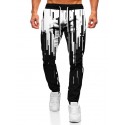 Men's Joggers Sweatpants Trousers 3D Print Elastic Drawstring Design Graphic Color Block Breathable Soft Full Length Pants Casual Daily Fashion Streetwear Black / White Black+Grey Micro-elastic