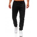 men's active casual comfy fitting sweatpants solid color trousers jogger pants sports outdoor- black - medium