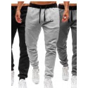 men's active casual comfy fitting sweatpants solid color trousers jogger pants sports outdoor- black - medium