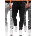 men's active casual comfy fitting sweatpants solid color trousers jogger pants sports outdoor- black - medium