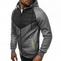 Men's Sweater Zipper Hooded Sweater Jacket Stitching Cardigan Thermal Warm for Autumn Winter