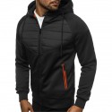 Men's Sweater Zipper Hooded Sweater Jacket Stitching Cardigan Thermal Warm for Autumn Winter
