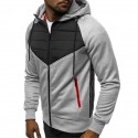 Men's Sweater Zipper Hooded Sweater Jacket Stitching Cardigan Thermal Warm for Autumn Winter