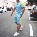Men's Tracksuit Stripe Pocket Minimalist Crew Neck Color Block Sport Athleisure Clothing Suit Short Sleeve Lightweight Soft Sweat Out Leisure Sports Running Everyday Use Street Casual Athleisure