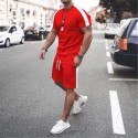 Men's Tracksuit Stripe Pocket Minimalist Crew Neck Color Block Sport Athleisure Clothing Suit Short Sleeve Lightweight Soft Sweat Out Leisure Sports Running Everyday Use Street Casual Athleisure