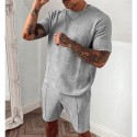 Men's 2 Piece Set Drawstring Zipper Crew Neck Stripes Sport Athleisure Clothing Suit Short Sleeves Breathable Soft Comfortable Everyday Use Street Casual Athleisure Daily Activewear Outdoor