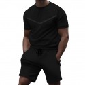 Men's Tracksuit Sweatsuit Drawstring Crew Neck Sport Athleisure Clothing Suit Short Sleeve Breathable Quick Dry Moisture Wicking Soft Running Jogging Casual Athleisure Activewear / Micro-elastic