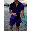 2-Piece Men's Athleisure Zipped Wear Short-sleeved Shorts Sports Casual Suit