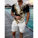 2-Piece Men's Athleisure Zipped Wear Short-sleeved Shorts Sports Casual Suit