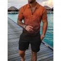 2-Piece Men's Athleisure Zipped Wear Short-sleeved Shorts Sports Casual Suit