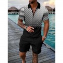 2-Piece Men's Athleisure Zipped Wear Short-sleeved Shorts Sports Casual Suit