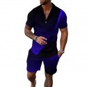 2-Piece Men's Athleisure Zipped Wear Short-sleeved Shorts Sports Casual Suit