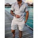 2-Piece Men's Athleisure Zipped Wear Short-sleeved Shorts Sports Casual Suit