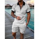 2-Piece Men's Athleisure Zipped Wear Short-sleeved Shorts Sports Casual Suit