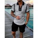 2-Piece Men's Athleisure Zipped Wear Short-sleeved Shorts Sports Casual Suit