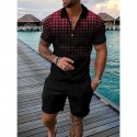 2-Piece Men's Athleisure Zipped Wear Short-sleeved Shorts Sports Casual Suit