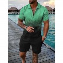 2-Piece Men's Athleisure Zipped Wear Short-sleeved Shorts Sports Casual Suit
