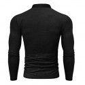 Men's Long Sleeve Henry Polo Shirt Button Patchwork V Neck Stand-up Collar Body Shaper Fall Comfy Casual Tee Tops