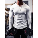 Men's Yoga Top Crew Neck Cotton Solid Color Sport Athleisure Tee Tshirt Shirt Long Sleeve Breathable Quick Dry Comfortable Yoga Gym Workout Running Activewear / Micro-elastic