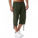 Outdoors Cargo Shorts 3/4 Relaxed Fit Below Knee Multi-Pocket Capri Casual Loose Cotton Twill Beach Capri Pants(Army Green,XX-Large)