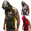 Men's Tank Top Hoodie Cotton Camouflage Sport Athleisure Vest / Gilet Sleeveless Breathable Soft Comfortable Everyday Use Street Casual Daily Outdoor