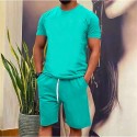 Men's Tracksuit Sweatsuit 2 Piece Drawstring Crew Neck Solid Colored Sport Athleisure Outfit Set Clothing Suit Short Sleeve Breathable Quick Dry Moisture Wicking Soft Gym Workout Running Jogging