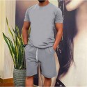 Men's Tracksuit Sweatsuit 2 Piece Drawstring Crew Neck Solid Colored Sport Athleisure Outfit Set Clothing Suit Short Sleeve Breathable Quick Dry Moisture Wicking Soft Gym Workout Running Jogging