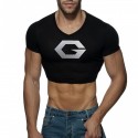 Men's Running Shirt Crop Top V Neck Cotton Graphic Patterned Sport Athleisure Tee Tshirt Shirt Short Sleeve Breathable Quick Dry Moisture Wicking Soft Fitness Running Walking Jogging Exercise