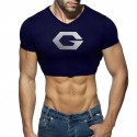 Men's Running Shirt Crop Top V Neck Cotton Graphic Patterned Sport Athleisure Tee Tshirt Shirt Short Sleeve Breathable Quick Dry Moisture Wicking Soft Fitness Running Walking Jogging Exercise