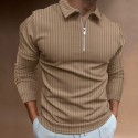 Men's Golf Shirt Solid Color Striped Turndown White Black Gray Wine Dark Green Long Sleeve Hot Stamping Going out Gym Patchwork Zipper Slim Tops Sportswear Casual