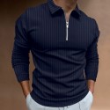 Men's Golf Shirt Solid Color Striped Turndown White Black Gray Wine Dark Green Long Sleeve Hot Stamping Going out Gym Patchwork Zipper Slim Tops Sportswear Casual