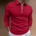Men's Golf Shirt Solid Color Striped Turndown White Black Gray Wine Dark Green Long Sleeve Hot Stamping Going out Gym Patchwork Zipper Slim Tops Sportswear Casual