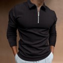 Men's Golf Shirt Solid Color Striped Turndown White Black Gray Wine Dark Green Long Sleeve Hot Stamping Going out Gym Patchwork Zipper Slim Tops Sportswear Casual