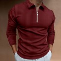 Men's Golf Shirt Solid Color Striped Turndown White Black Gray Wine Dark Green Long Sleeve Hot Stamping Going out Gym Patchwork Zipper Slim Tops Sportswear Casual