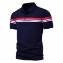 Men's Golf Shirt Striped Button Down Collar Black Navy Blue Casual Daily Tops Fashion Casual