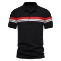 Men's Golf Shirt Striped Button Down Collar Black Navy Blue Casual Daily Tops Fashion Casual