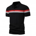Men's Golf Shirt Striped Button Down Collar Black Navy Blue Casual Daily Tops Fashion Casual