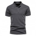 Men's Golf Shirt Solid Color Turndown Blue Gray Army Green Short Sleeve Daily Holiday Button-Down Tops Cotton Fashion Casual Comfortable