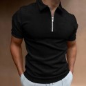 Men's Golf Shirt Tartan Vintage Turndown Going out golf shirts Zipper Patchwork Short Sleeve Slim Tops Designer Sports Black Khaki Royal Blue Comfortable Lightweight Summer Quick Dry