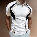 Men's Golf Shirt Color Block Turndown Street Casual Daily Zipper Short Sleeve Tops Casual Fashion Breathable Comfortable Summer Fall Quick Dry Green White Black