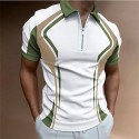 Men's Golf Shirt Color Block Turndown Street Casual Daily Zipper Short Sleeve Tops Casual Fashion Breathable Comfortable Summer Fall Quick Dry Green White Black