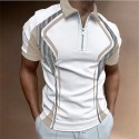 Men's Golf Shirt Color Block Turndown Street Casual Daily Zipper Short Sleeve Tops Casual Fashion Breathable Comfortable Summer Fall Quick Dry Green White Black