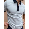 Men's Golf Shirt non-printing Solid Color Color Block Turndown Casual Daily Zipper Patchwork Short Sleeve Tops Business Simple Fashion Classic Summer Comfortable Lightweight Quick Dry