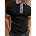Men's Golf Shirt non-printing Solid Color Color Block Turndown Casual Daily Zipper Patchwork Short Sleeve Tops Business Simple Fashion Classic Summer Comfortable Lightweight Quick Dry