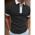 Men's Golf Shirt non-printing Solid Color Color Block Turndown Casual Daily Zipper Patchwork Short Sleeve Tops Business Simple Fashion Classic Summer Comfortable Lightweight Quick Dry