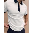 Men's Golf Shirt non-printing Solid Color Color Block Turndown Casual Daily Zipper Patchwork Short Sleeve Tops Business Simple Fashion Classic Summer Comfortable Lightweight Quick Dry