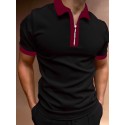 Men's Golf Shirt non-printing Solid Color Color Block Turndown Casual Daily Zipper Patchwork Short Sleeve Tops Business Simple Fashion Classic Summer Comfortable Lightweight Quick Dry