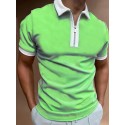 Men's Golf Shirt non-printing Solid Color Color Block Turndown Casual Daily Zipper Patchwork Short Sleeve Tops Business Simple Fashion Classic Summer Comfortable Lightweight Quick Dry