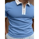 Men's Golf Shirt non-printing Solid Color Color Block Turndown Casual Daily Zipper Patchwork Short Sleeve Tops Business Simple Fashion Classic Summer Comfortable Lightweight Quick Dry