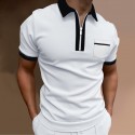 Men's Golf Shirt Solid Colored Turndown Gym Tennis shirts Causal Daily Outdoor Patchwork Short Sleeve Tops Designer Punk & Gothic Sports Wine Black Red White Summer Comfortable